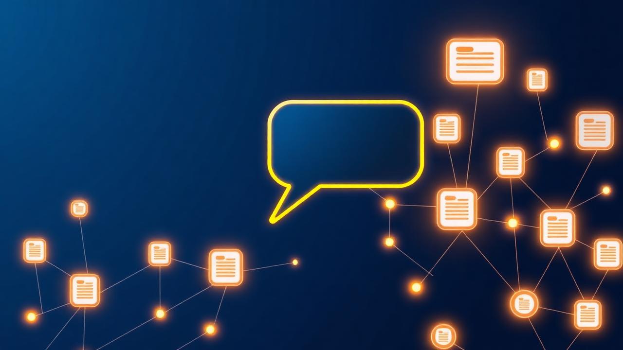 Abstrakt chat-boble forbundet til vidensbase-noder